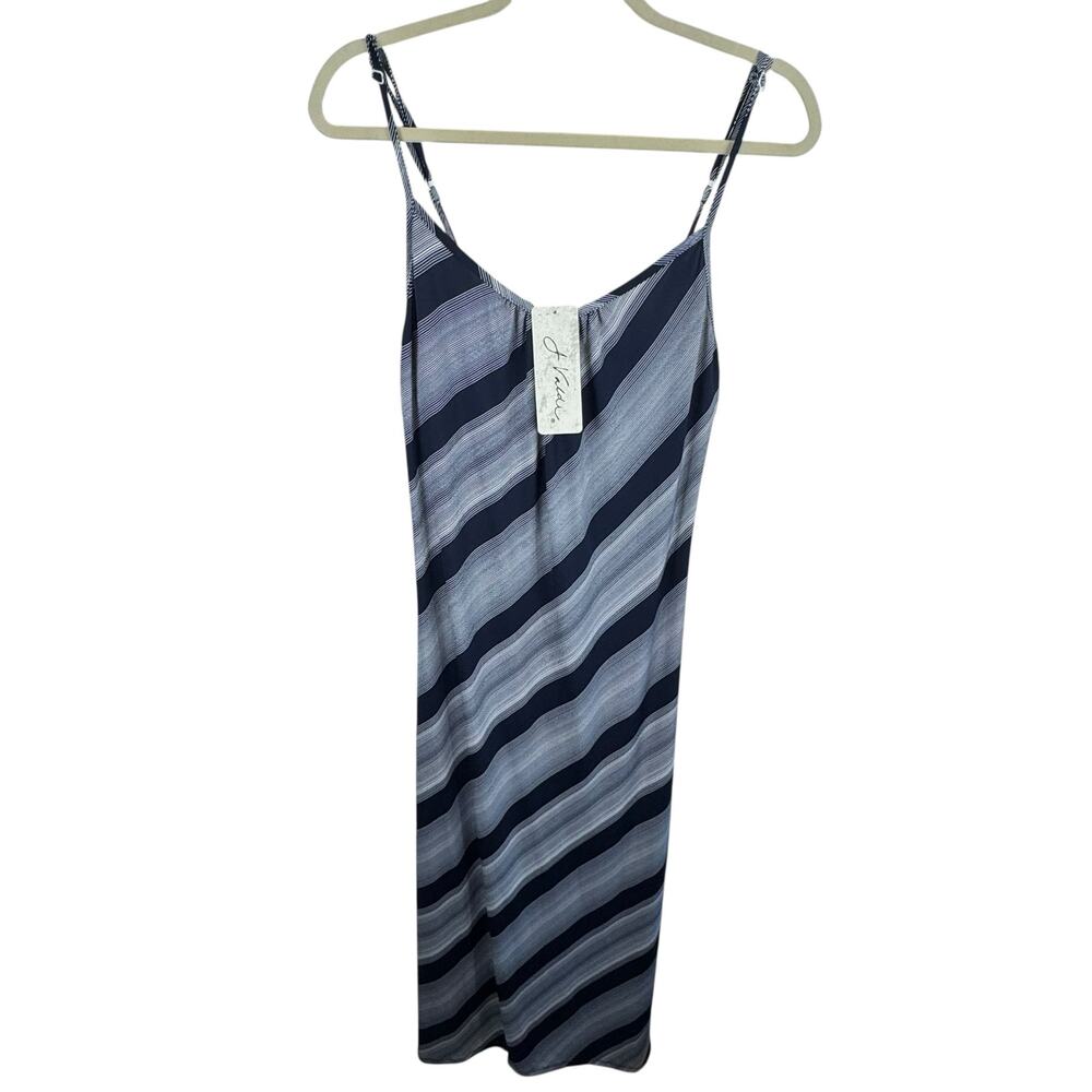 J. Valdi NWT Blue White‎ Striped Lightweight Spaghetti Strap Midi Dress Size S
